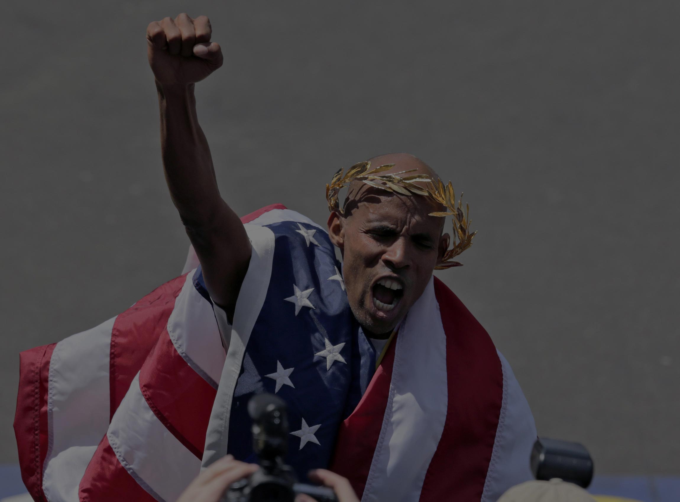 Meb extends fist in celebration